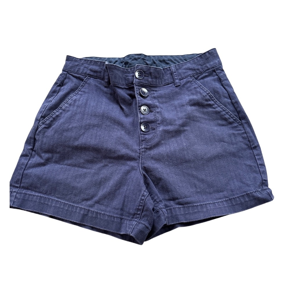Old Navy Womens‎ Navy Blue High Rise Button Fly Chino Shorts Size 4 Stretch 3in